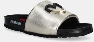 Kožené šľapky Love Moschino dámske, zlatá farba, JA28283G1MIF0900