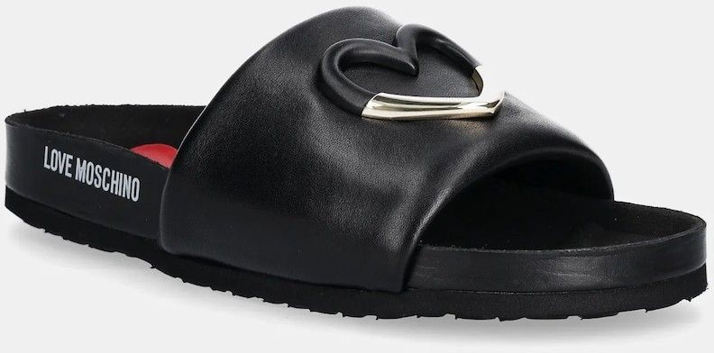 Kožené šľapky Love Moschino dámske, čierna farba, JA28283G1MIE0000
