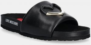 Kožené šľapky Love Moschino dámske, čierna farba, JA28283G1MIE0000