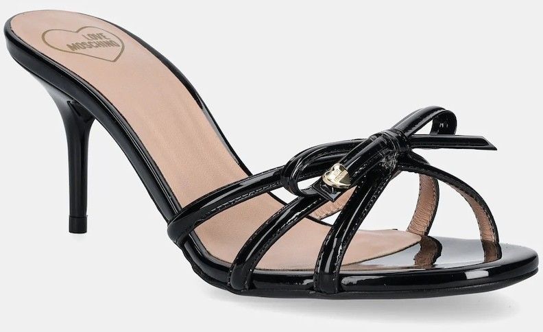 Šľapky Love Moschino dámske, čierna farba, na vysokom podpätku, JA28036G1MIH0000