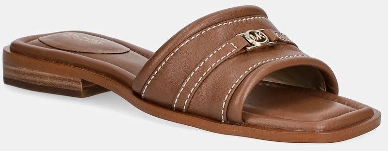 Kožené šľapky MICHAEL Michael Kors Mandy dámske, hnedá farba, 40R5MAFS2L.230