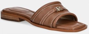Kožené šľapky MICHAEL Michael Kors Mandy dámske, hnedá farba, 40R5MAFS2L.230