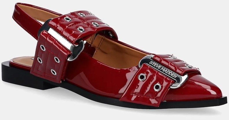 Baleríny Steve Madden Grand Ave červená farba, s otvorenou pätou, SM11003257