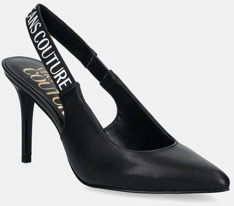 Kožené lodičky Versace Jeans Couture čierna farba, 78VA3S52 ZPS62 899