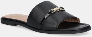 Kožené šľapky Love Moschino dámske, čierna farba, JA28082G1MIA400A