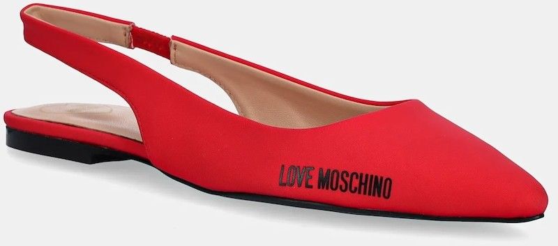 Baleríny Love Moschino červená farba, s otvorenou pätou, JA11021G1MIM0500