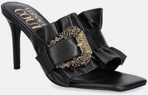 Šľapky Versace Jeans Couture dámske, čierna farba, na vysokom podpätku, 78VA3S70 71570 899