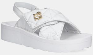 Kožené sandále Love Moschino dámske, biela farba, na platforme, JA16044I1MIE0100