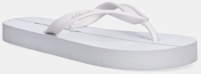 Šľapky Armani Exchange dámske, biela farba, na plochom podpätku, XDQ010 XV700 K681