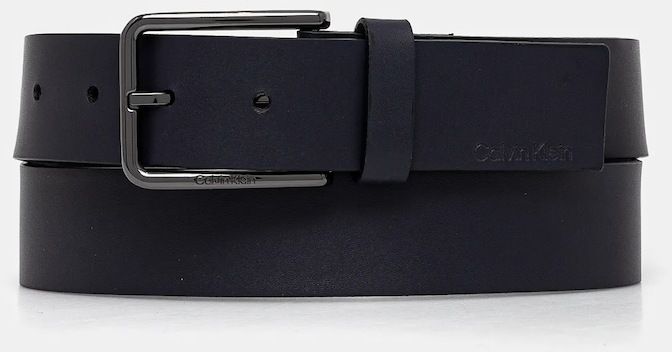 Kožený opasok Calvin Klein pánsky, tmavomodrá farba, K50K509654