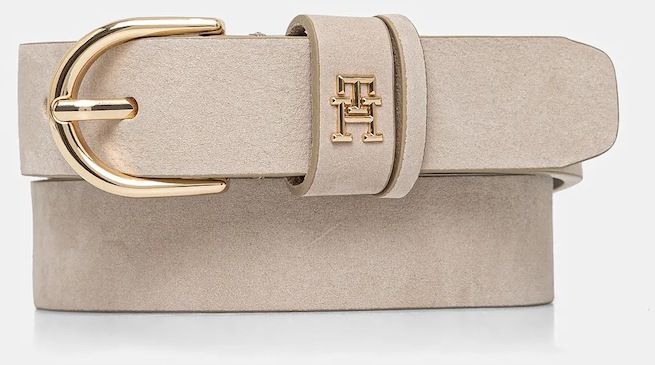 Semišový opasok Tommy Hilfiger šedá farba, AW0AW17245