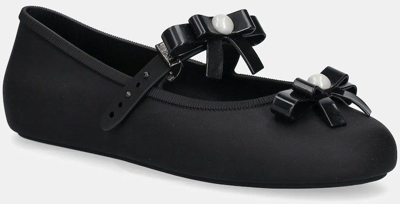 Baleríny Melissa SOFT BALLERINA BOW čierna farba, M 35971