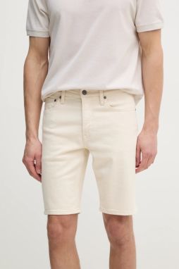 Rifľové krátke nohavice Calvin Klein pánske, béžová farba, K10K114078