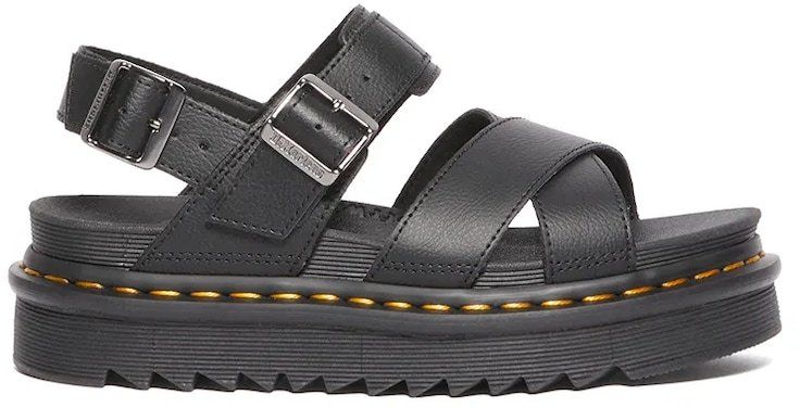 Kožené sandále Dr. Martens Voss II dámske, čierna farba, na platforme, DM31558001
