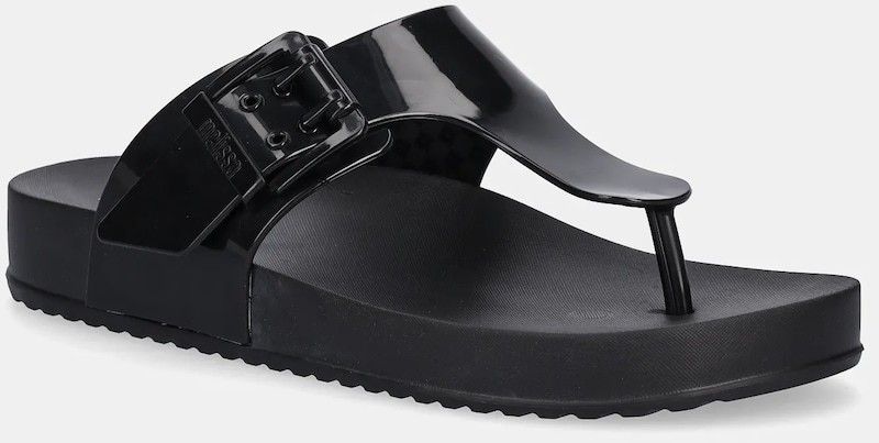 Šľapky Melissa MELISSA COZY FLIP FLOP AD dámske, čierna farba, na plochom podpätku, M 35933.BC910