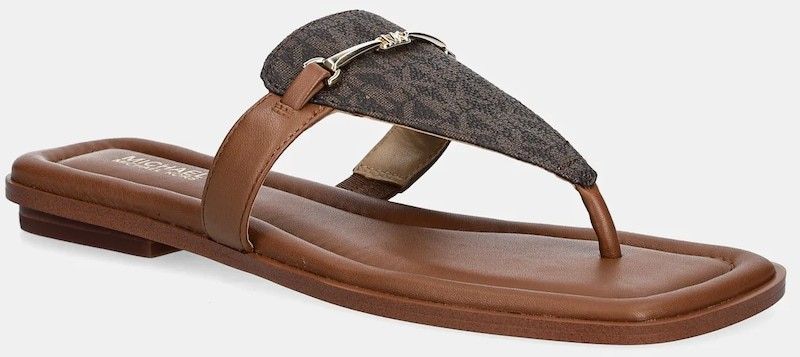 Šľapky MICHAEL Michael Kors Lena dámske, hnedá farba, na plochom podpätku, 40R5LEFS2B.227