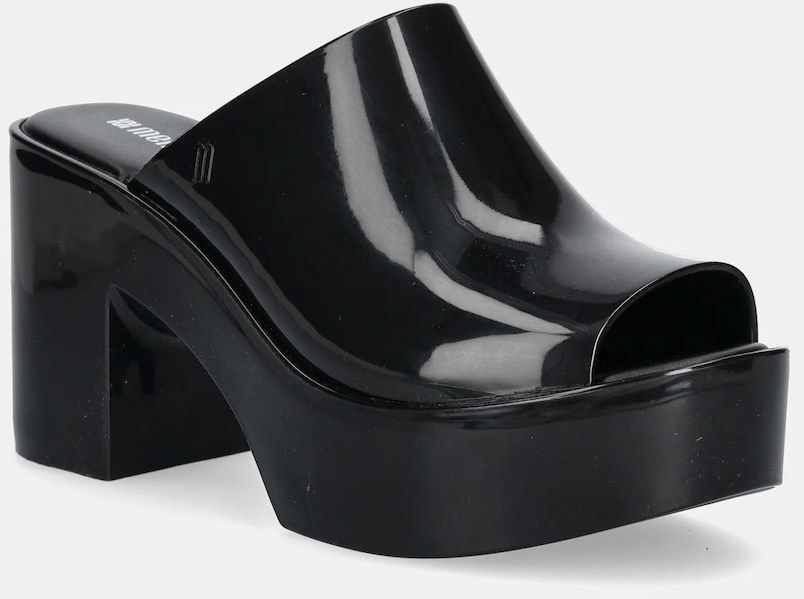 Šľapky Melissa MELISSA MULE HYPE AD dámske, čierna farba, na podpätku, M 36026.BI526