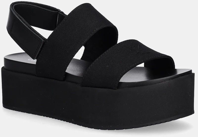 Sandále Calvin Klein Jeans FLATFORM SANDAL SLING IN dámske, čierna farba, na platforme, YW0YW01788