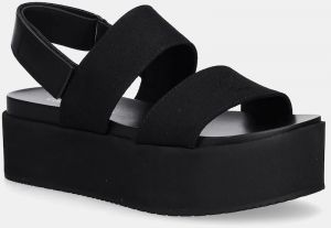Sandále Calvin Klein Jeans FLATFORM SANDAL SLING IN dámske, čierna farba, na platforme, YW0YW01788