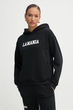 Mikina La Mania dámska, čierna farba, s kapucňou, s potlačou, YOUNG