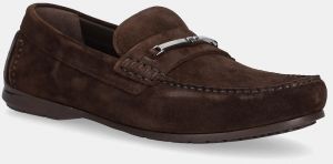 Semišové mokasíny Calvin Klein DRIVER W/ NY BIT SUE pánske, hnedá farba, HM0HM01759