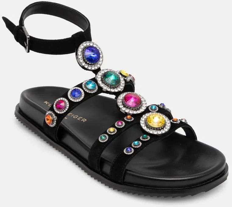 Semišové sandále Kurt Geiger London Octavia Flexi Gladiator dámske, čierna farba, 4369009209