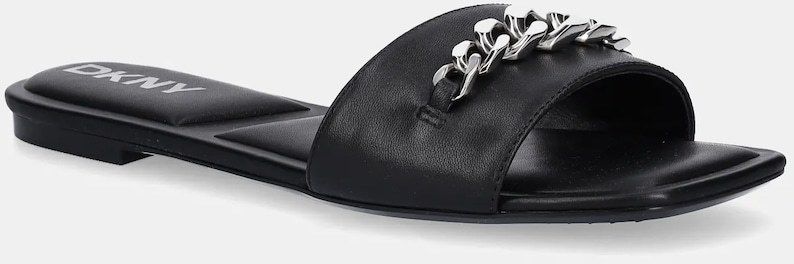 Kožené šľapky Dkny Dania dámske, čierna farba, K1544758