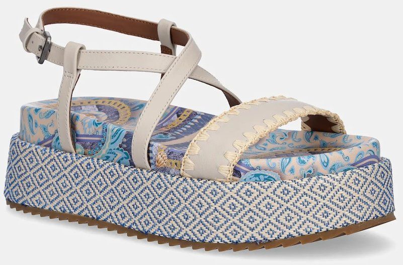 Kožené sandále Kurt Geiger London Chelsea Flatform Sandal dámske, béžová farba, na platforme, 4352286109