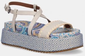 Kožené sandále Kurt Geiger London Chelsea Flatform Sandal dámske, béžová farba, na platforme, 4352286109