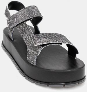 Sandále Melissa FLOWING PLATFORM DENIM dámske, čierna farba, na platforme, M 36132