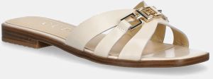 Kožené šľapky Guess REALLA dámske, béžová farba, FLJRLL LEA19