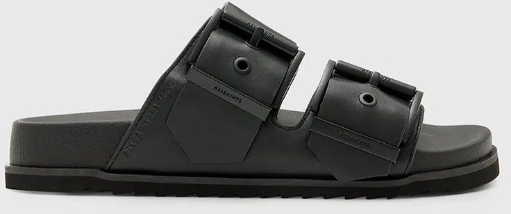 Kožené šľapky AllSaints Sian Sandal dámske, čierna farba, W034FC