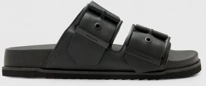 Kožené šľapky AllSaints Sian Sandal dámske, čierna farba, W034FC