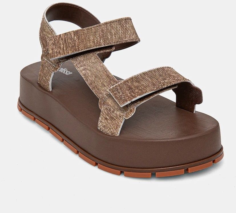 Sandále Melissa FLOWING PLATFORM DENIM dámske, hnedá farba, na platforme, M 36132