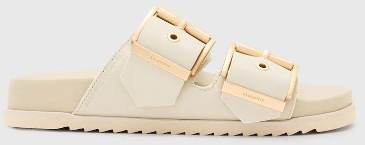 Kožené šľapky AllSaints Sian Sandal dámske, béžová farba, W034FC