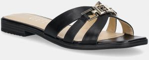 Kožené šľapky Guess REALLA dámske, čierna farba, FLJRLL LEA19