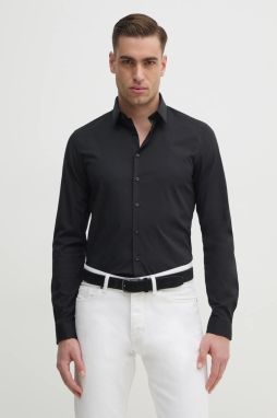 Košeľa Calvin Klein pánska, čierna farba, slim, s klasickým golierom, K10K112743