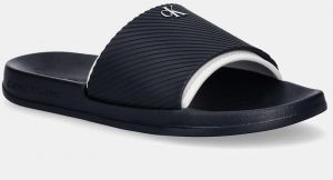 Šľapky Calvin Klein Jeans SLIDE RUBBER NEOPRENE TEXT pánske, tmavomodrá farba, YM0YM01234