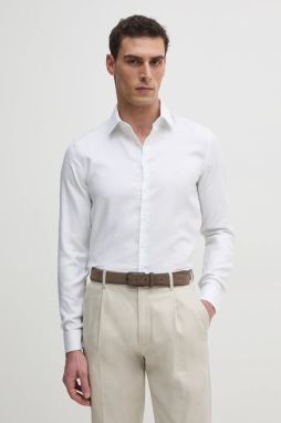 Košeľa Calvin Klein pánska, biela farba, slim, s klasickým golierom, K10K114360