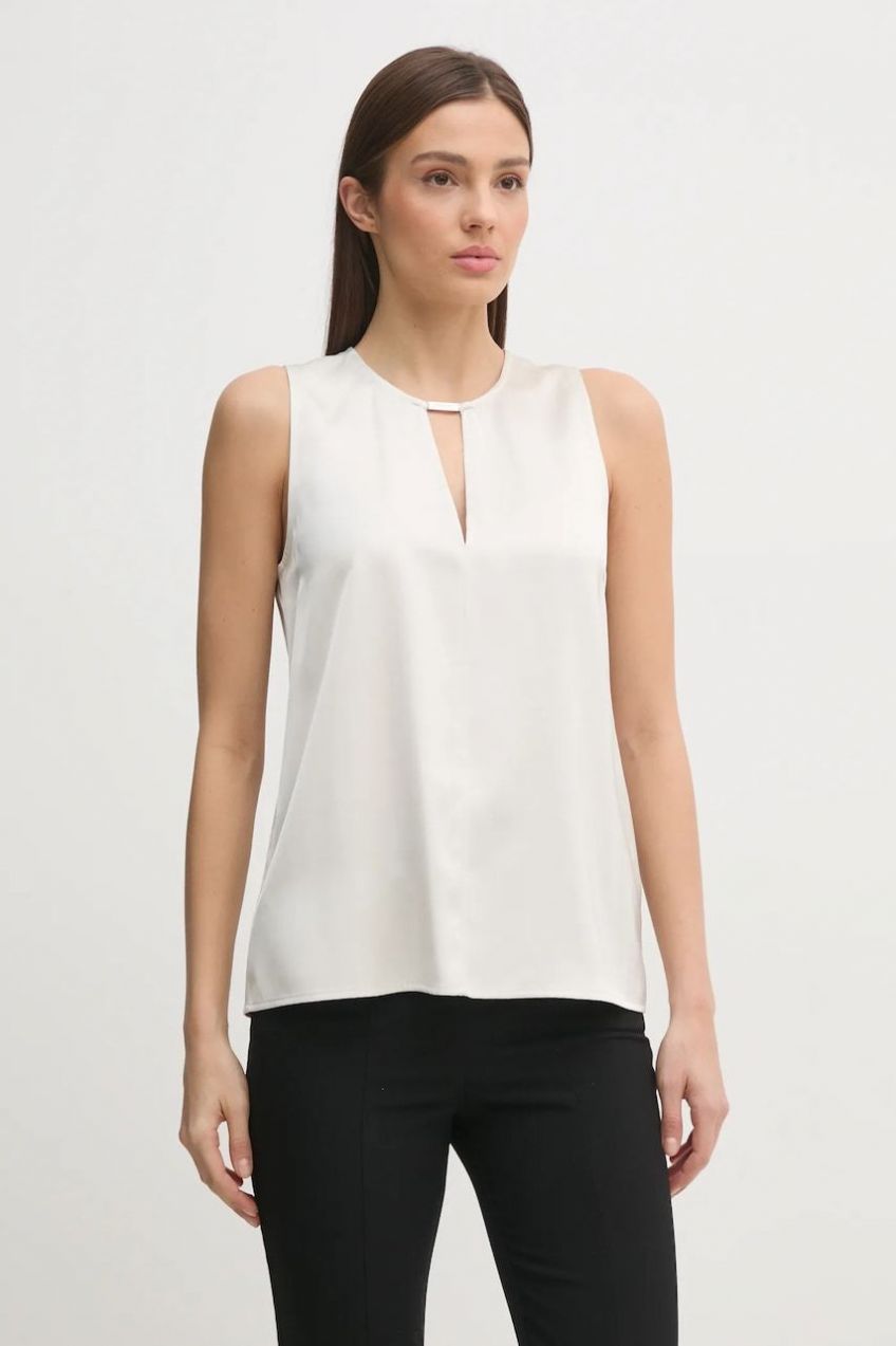 Blúzka Calvin Klein dámska, béžová farba, jednofarebná, K20K208190