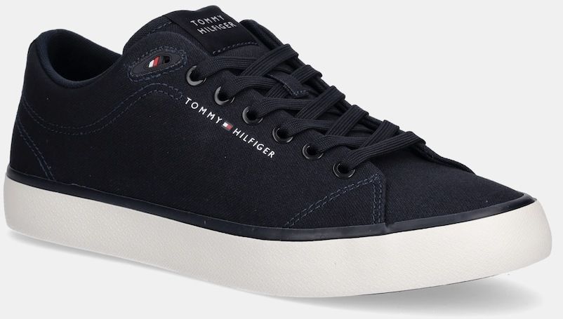 Tenisky Tommy Hilfiger TH HI VULC LOW CORE CANVAS tmavomodrá farba, FM0FM05396