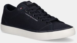 Tenisky Tommy Hilfiger TH HI VULC LOW CORE CANVAS tmavomodrá farba, FM0FM05396