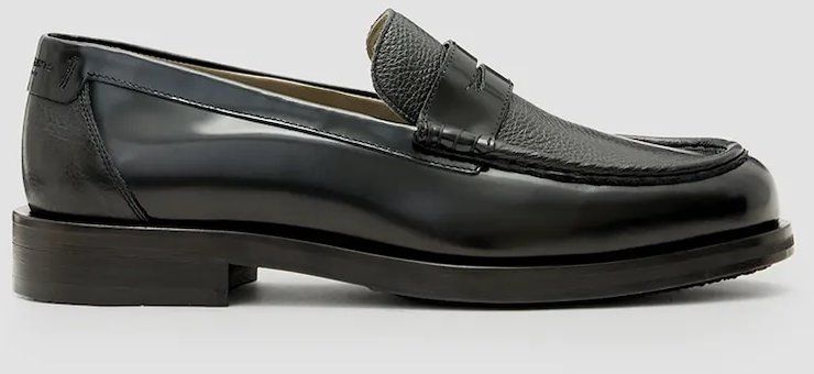 Kožené mokasíny AllSaints Bloom Loafer pánske, čierna farba, M021FC