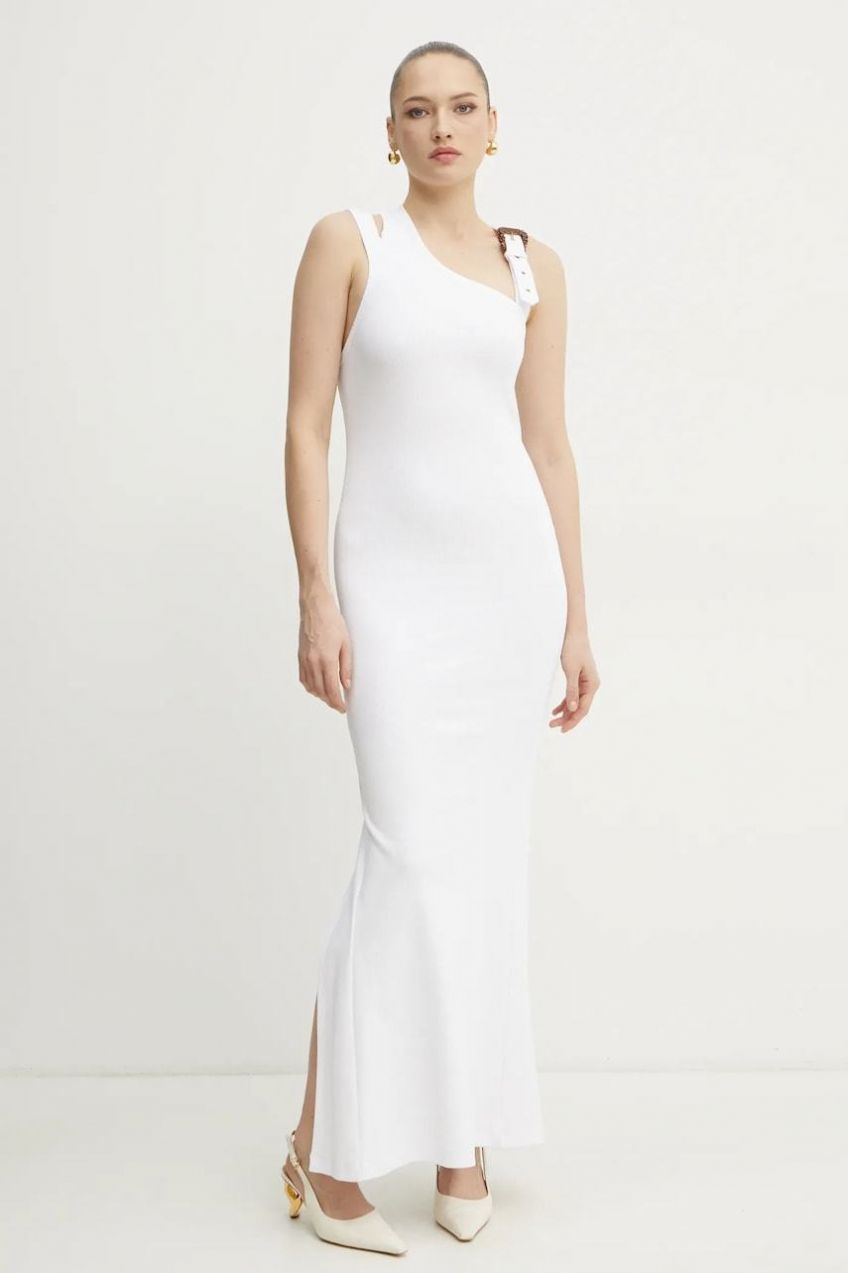 Šaty Versace Jeans Couture biela farba, maxi, áčkový strih, 78HAO973 J0004
