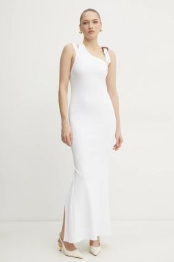 Šaty Versace Jeans Couture biela farba, maxi, áčkový strih, 78HAO973 J0004