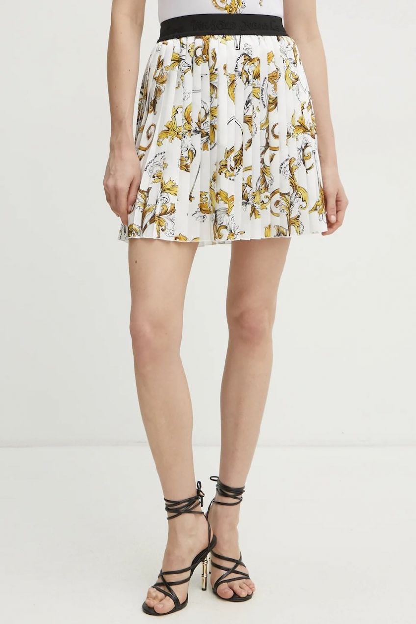 Sukňa Versace Jeans Couture biela farba, mini, áčkový strih, 78HAE820 NS574