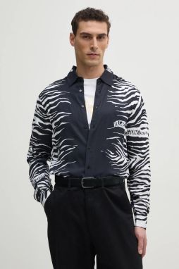 Košeľa Versace Jeans Couture pánska, čierna farba, regular, s klasickým golierom, 78GAL2RZ NS619