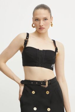 Džínsový top Versace Jeans Couture dámska, čierna farba, jednofarebná, 78HAM250 DW040L54