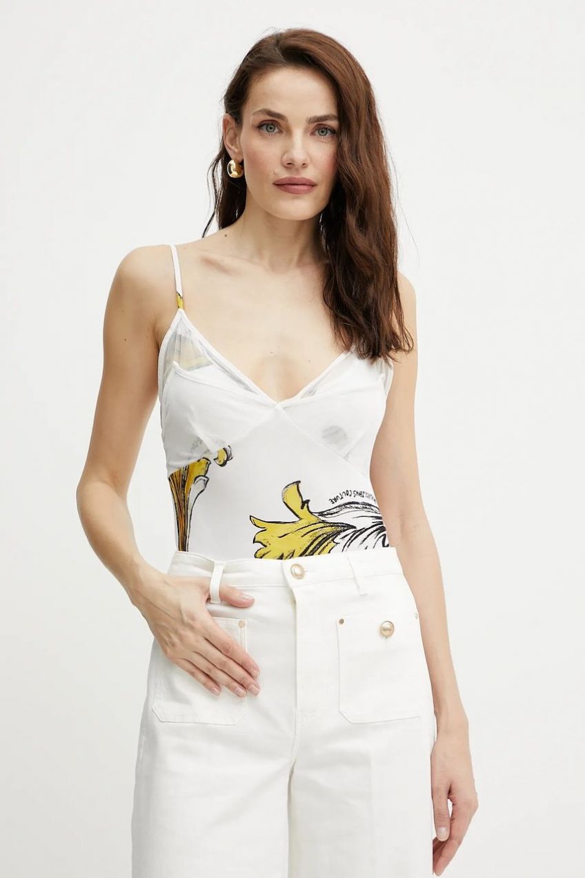 Top Versace Jeans Couture dámske, biela farba, 78HAM212 JS471