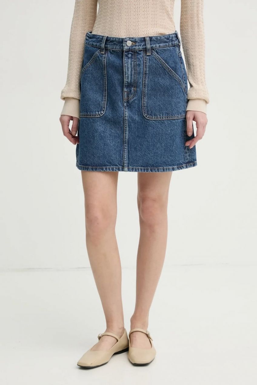 Rifľová sukňa Filippa K mini, áčkový strih, 31375